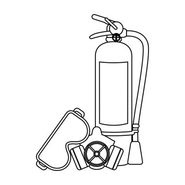 İnşaat ekipman ve araçlar siyah ve beyaz