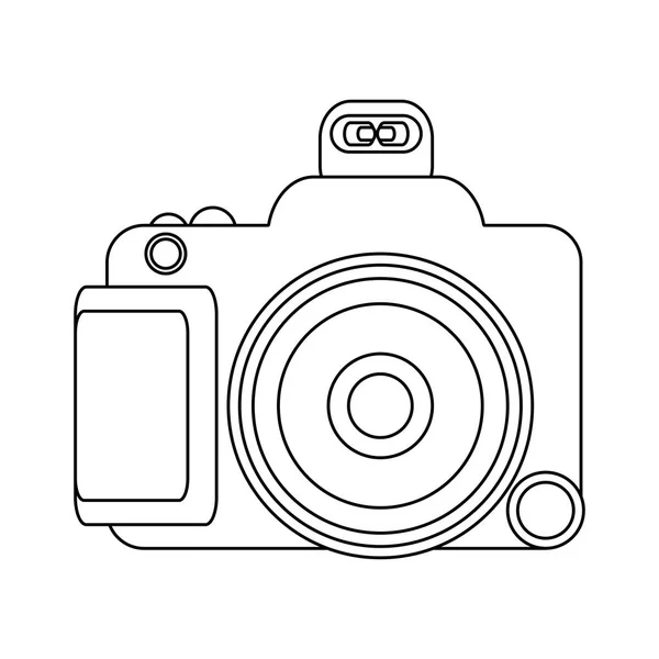 Photographic camera isolated in black and white — Stock Vector