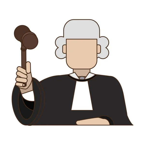 Judge with gavel avatar — Stock Vector
