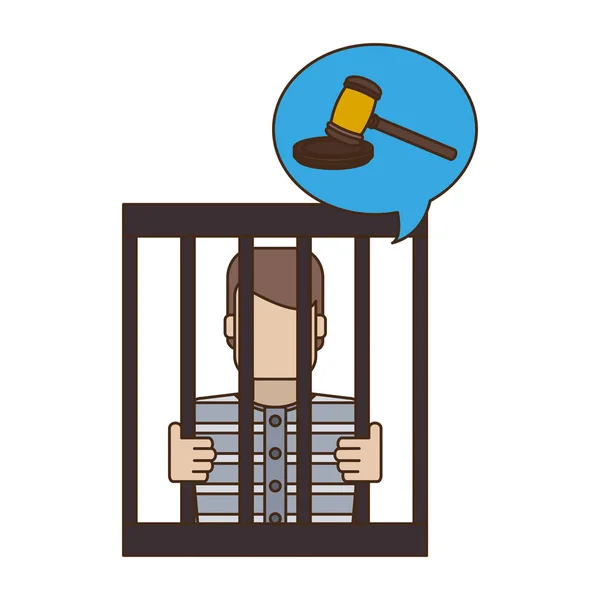 Prisionero en la cárcel — Vector de stock