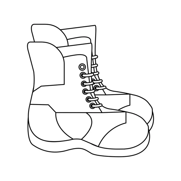 Winter boots equipment black and white — Stock Vector