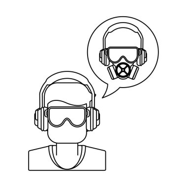 İnşaat işçisi avatar siyah ve beyaz