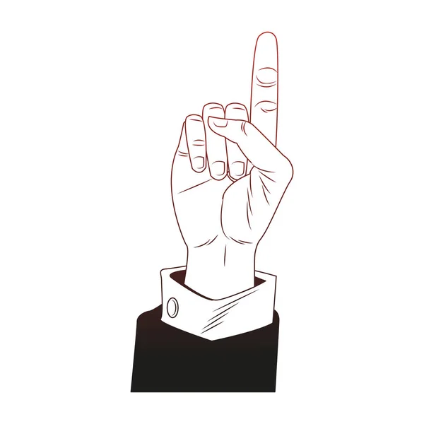 ポップアートの赤い線を指している男性の手 — ストックベクタ