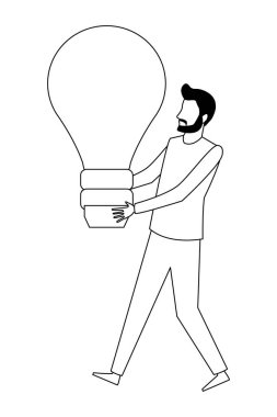 Büyük fikir Ampul Işık Siyah adamla ve