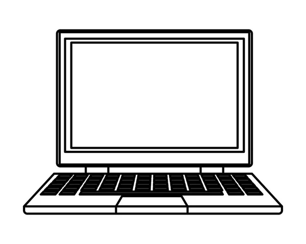 Laptop computer technology in black and white — Stock Vector