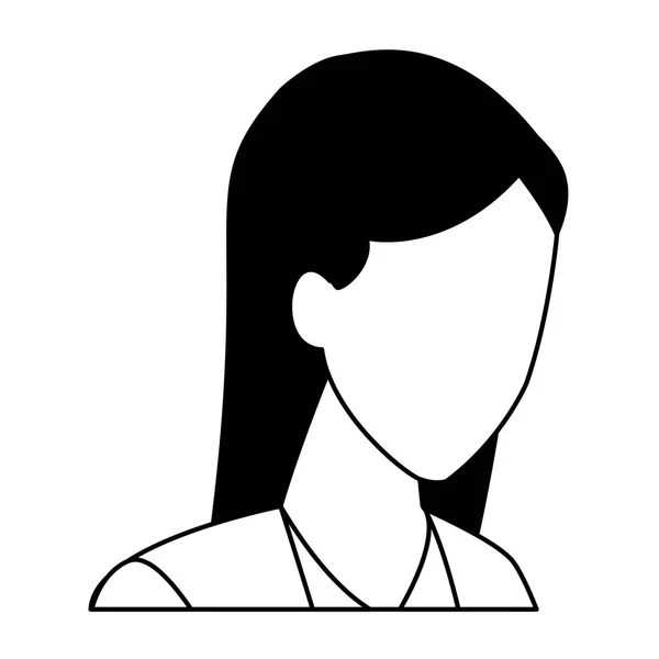 Portrait de femme sans visage noir et blanc — Image vectorielle