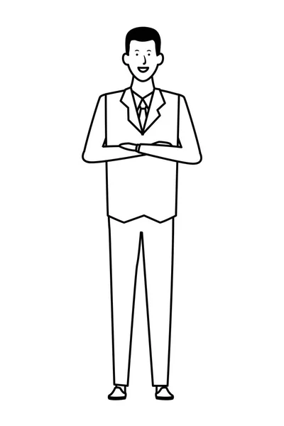 Uomo d'affari avatar personaggio dei cartoni animati bianco e nero — Vettoriale Stock