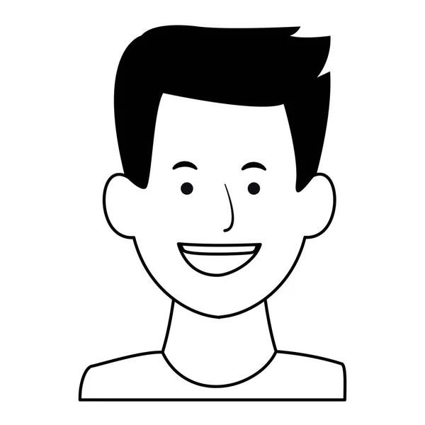 Lidé avatary kreslených postaviček v černé a bílé — Stockový vektor