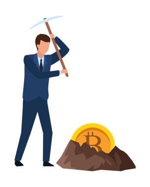 işadamı ve cryptocurrency toprağa gömülü