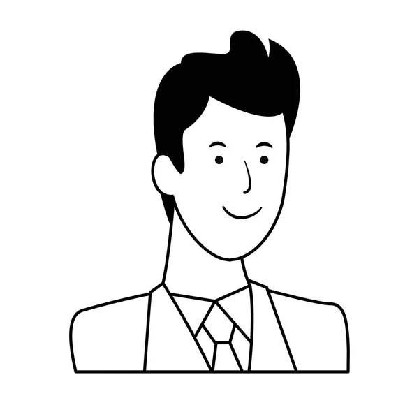 Adam portre avatar siyah ve beyaz — Stok Vektör