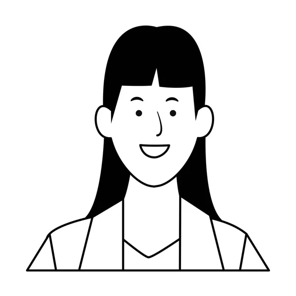 Деловая женщина аватар мультфильм характер черно-белый — стоковый вектор