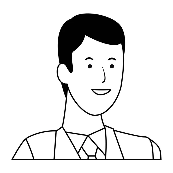 Uomo ritratto avatar bianco e nero — Vettoriale Stock