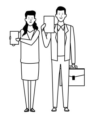 iş çift avatar çizgi film karakteri siyah ve beyaz