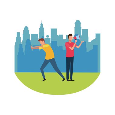 İş arkadaşları ekip çalışması çizgi film