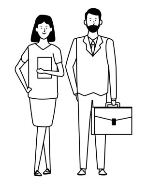 iş çift avatar çizgi film karakteri siyah ve beyaz