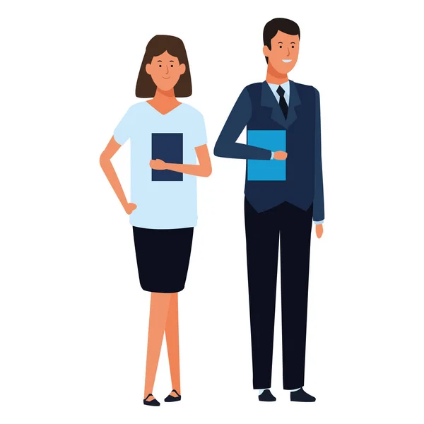 Business coppia avatar personaggio dei cartoni animati — Vettoriale Stock