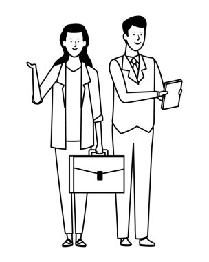 iş çift avatar çizgi film karakteri siyah ve beyaz