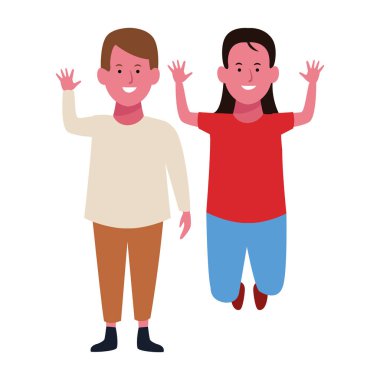 İki çocuk çizgi film gülümseyen