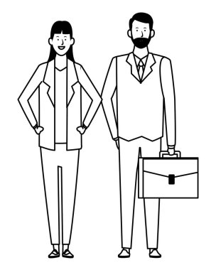 iş çift avatar çizgi film karakteri siyah ve beyaz