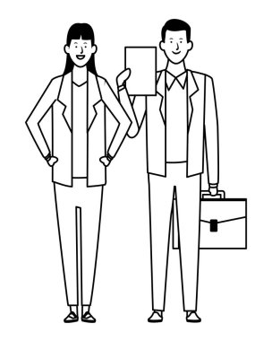 iş çift avatar çizgi film karakteri siyah ve beyaz