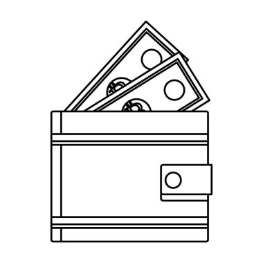 m-cüzdan para karikatür siyah ve beyaz ile