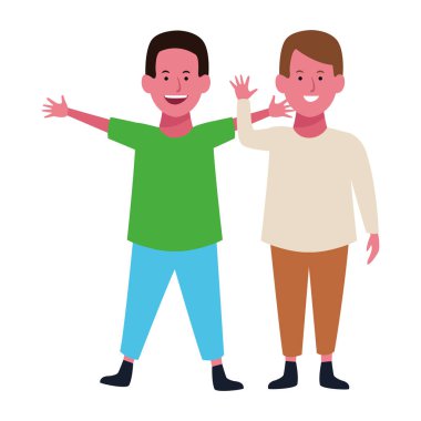 İki çocuk çizgi film gülümseyen