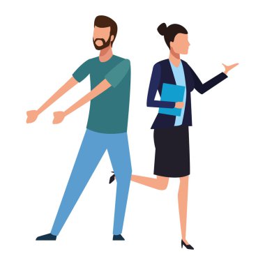 İş arkadaşları ekip çalışması çizgi film