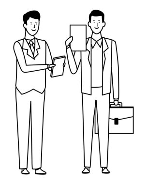 İşadamları avatar çizgi film karakteri siyah ve beyaz