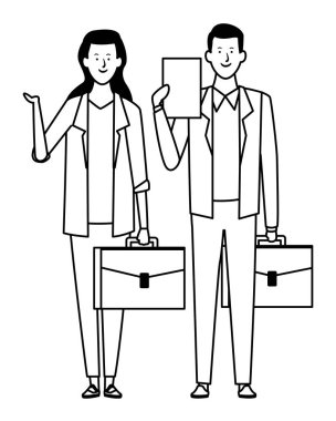 iş çift avatar çizgi film karakteri siyah ve beyaz