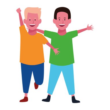 İki çocuk çizgi film gülümseyen