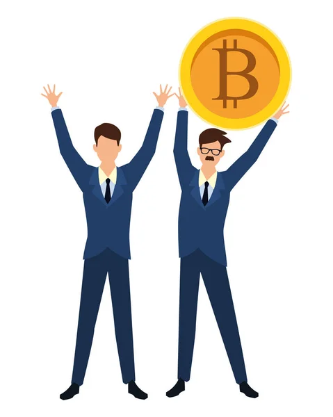 Gente de negocios con bitcoins — Vector de stock