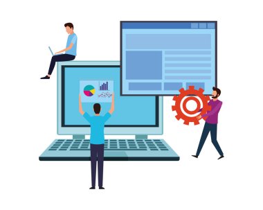 İş arkadaşları ekip çalışması çizgi film