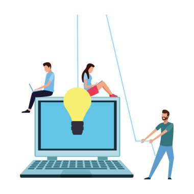 İş arkadaşları ekip çalışması çizgi film