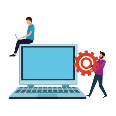 İş arkadaşları ekip çalışması çizgi film