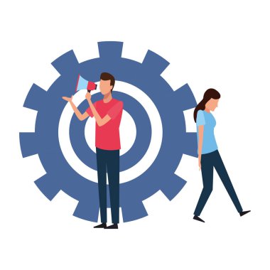 İş arkadaşları ekip çalışması çizgi film