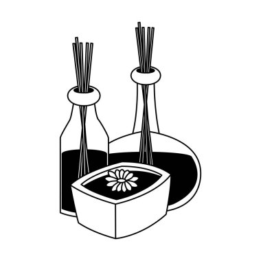 Spa yağ şişeleri siyah beyaz