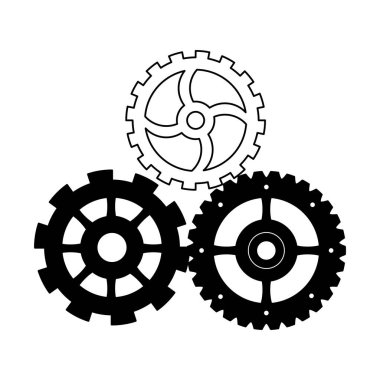 Gears'ı siyah beyaz üzerinde çalışan iş adamı