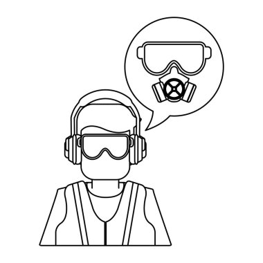 İnşaat işçisi avatar siyah ve beyaz