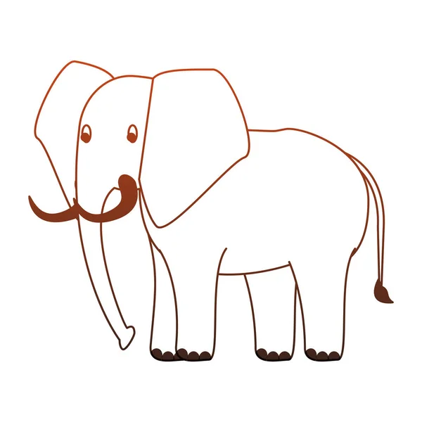 Éléphant sauvage animaux lignes rouges — Image vectorielle