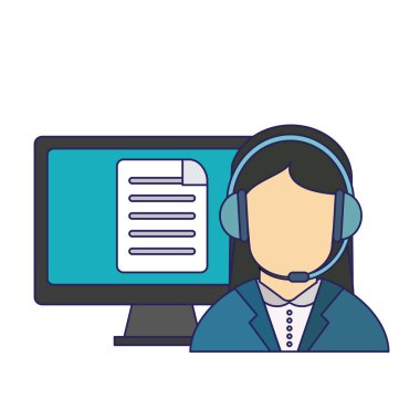 Çağrı Merkezi kadın avatar mavi çizgiler