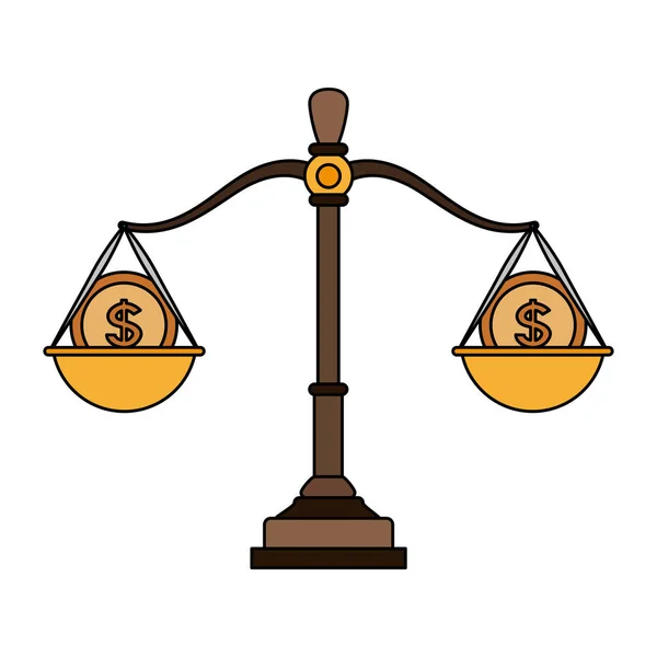 Баланс справедливості з грошовими сумками — стоковий вектор