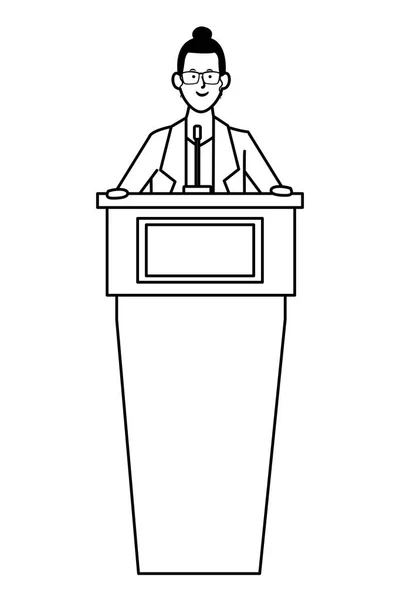 Femme sur un podium noir et blanc — Image vectorielle
