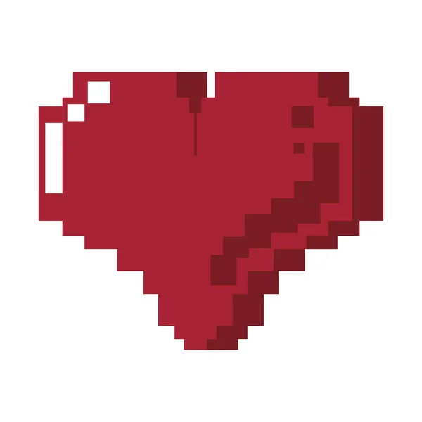 Coração pixelizado com videogame — Vetor de Stock