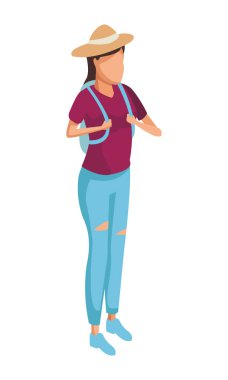 Şapka ve sırt çantası olan kadın