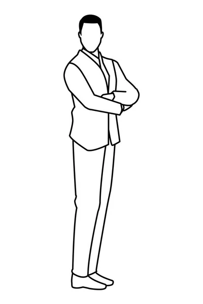 Empresário avatar personagem cartoon preto e branco — Vetor de Stock