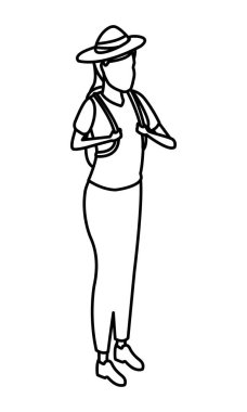 Şapka ve sırt çantası olan kadın