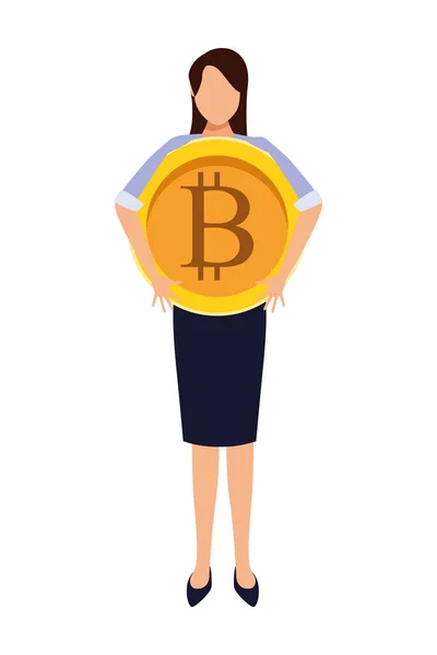 A bitcoin üzletasszony — Stock Vector