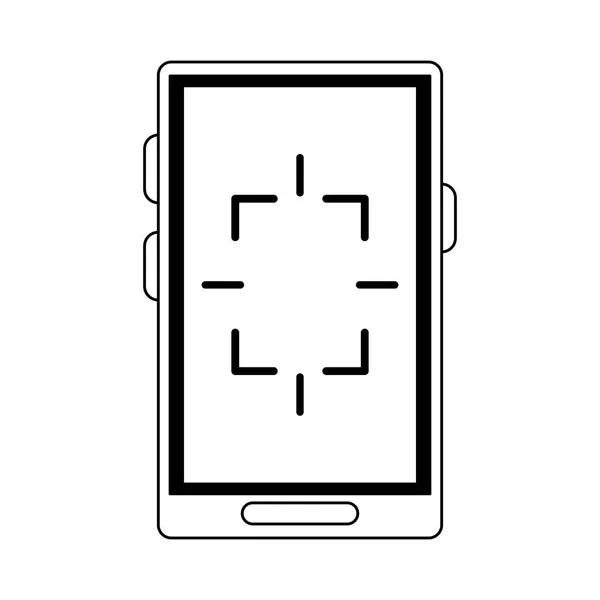 Smartphone with vr tech in black and white — Stock Vector