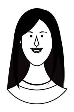 Siyah beyaz kadın yüz çizgi film