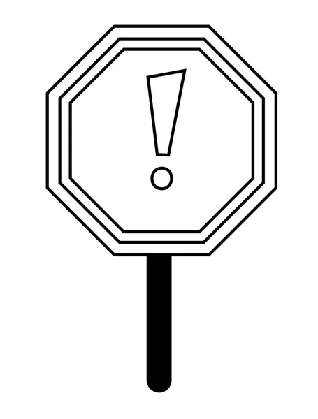 Attention road sign in black and white — Stock Vector